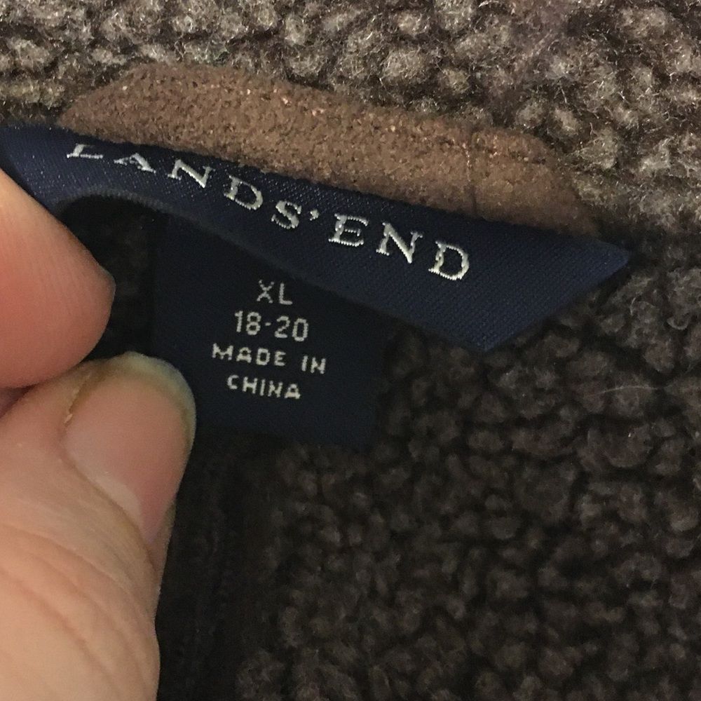 Lands End ladies xl faux suede Sherpa brown jacket - Picture 2 of 9